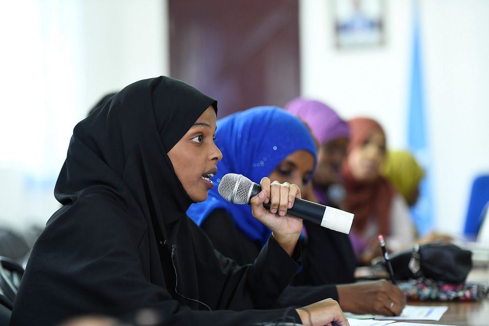 A participant speaks during an awareness event on the Constitutional Review Process organised by the Protection, Human…