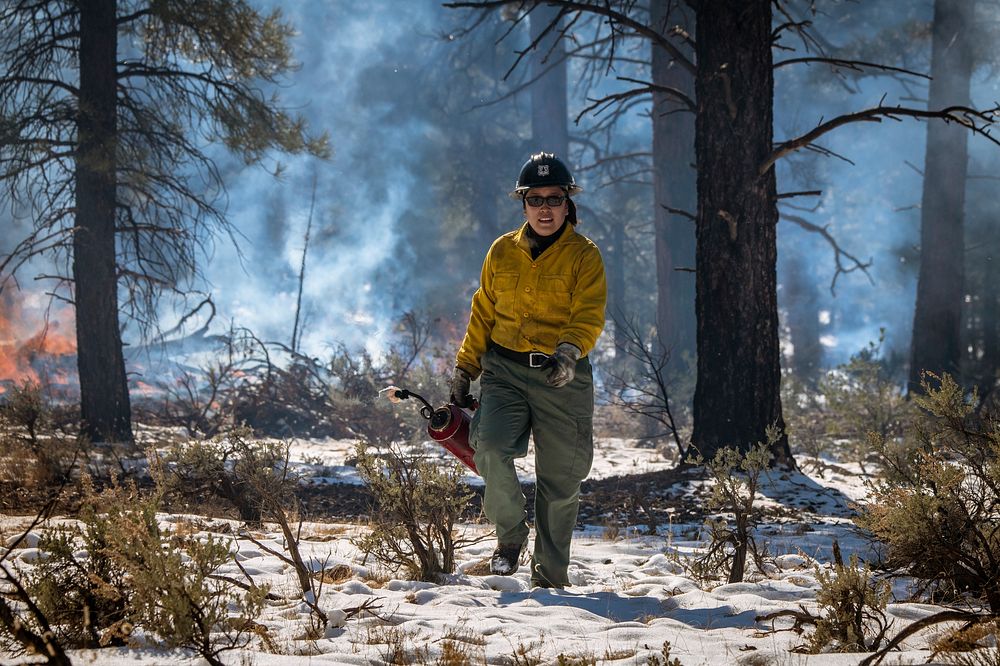 U.S. Department of Agriculture (USDA) Forest Service (USFS) Kaibab National Forest fire personnel Brandon Oberhardt, Quentin…