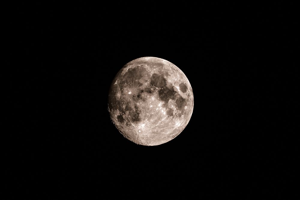 Superzoom moon on black background. Original public domain image from Flickr