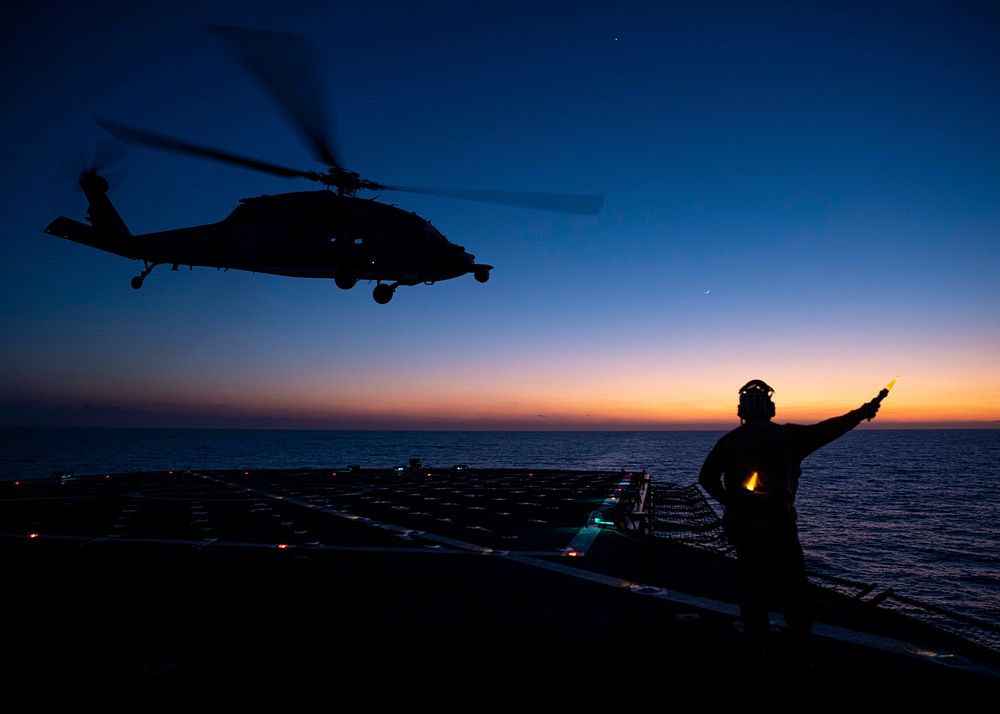MEDITERRANEAN SEA (Jan. 26, 2020) A Military Sealift Command civil service mariner assigned to the Blue Ridge-class command…