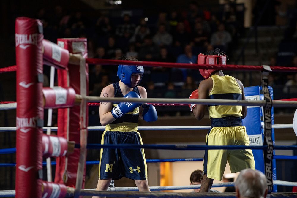 ANNAPOLIS, Md. (Feb. 28, 2020) United States Naval Academy midshipmen compete in the 79th Annual Brigade Boxing…