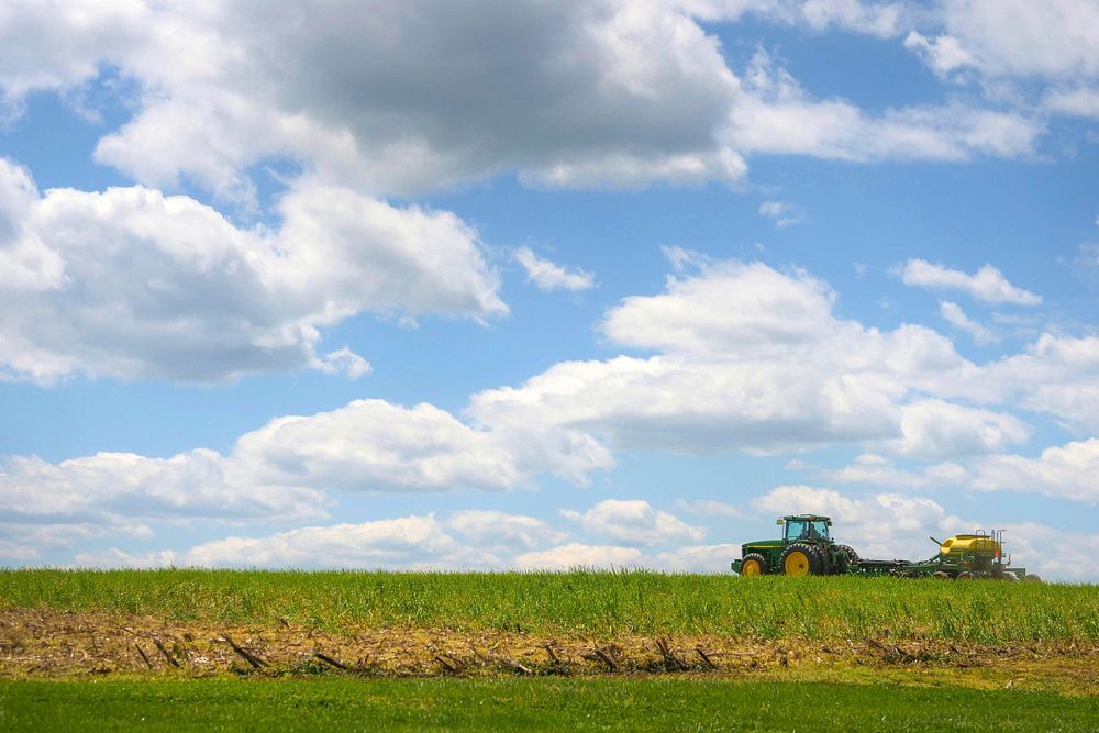 A farmer plants soybeans in Montgomery County, Md., May 12, 2020.USDA/FPAC photo by Preston Keres. Original public domain…