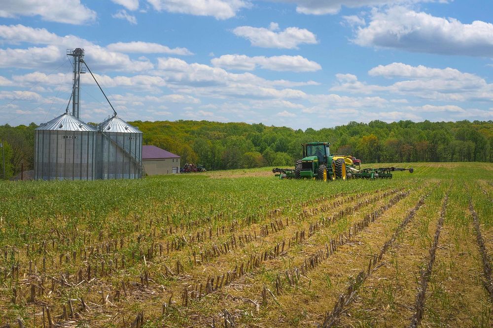 A farmer plants soybeans in Montgomery County, Md., May 12, 2020.USDA/FPAC photo by Preston Keres. Original public domain…