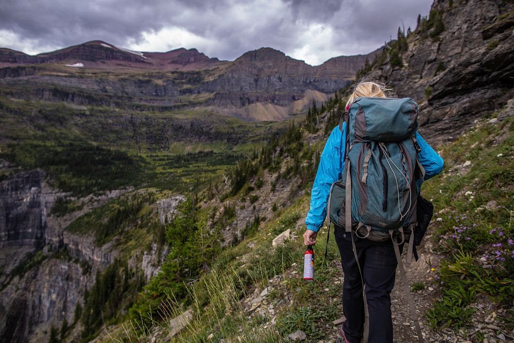 Hiking with bear spray. Original public domain image from Flickr