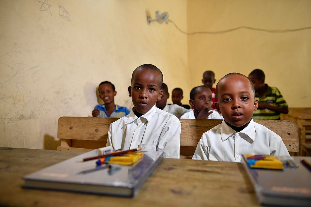 Pupils of Qamar Primary School in Mogadishu, Somalia on 19 December 2019.