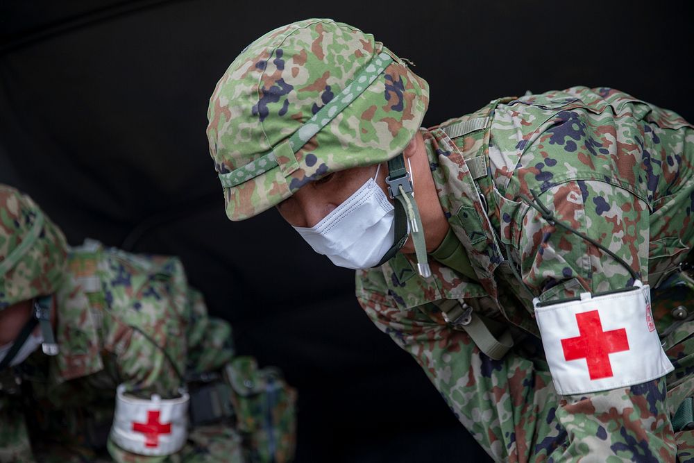 201029-M-AF005-1154 Japan Ground Self Defense Force Sgt. Daisuke Tabata, a medical sergeant with Medical Unit, 15th…