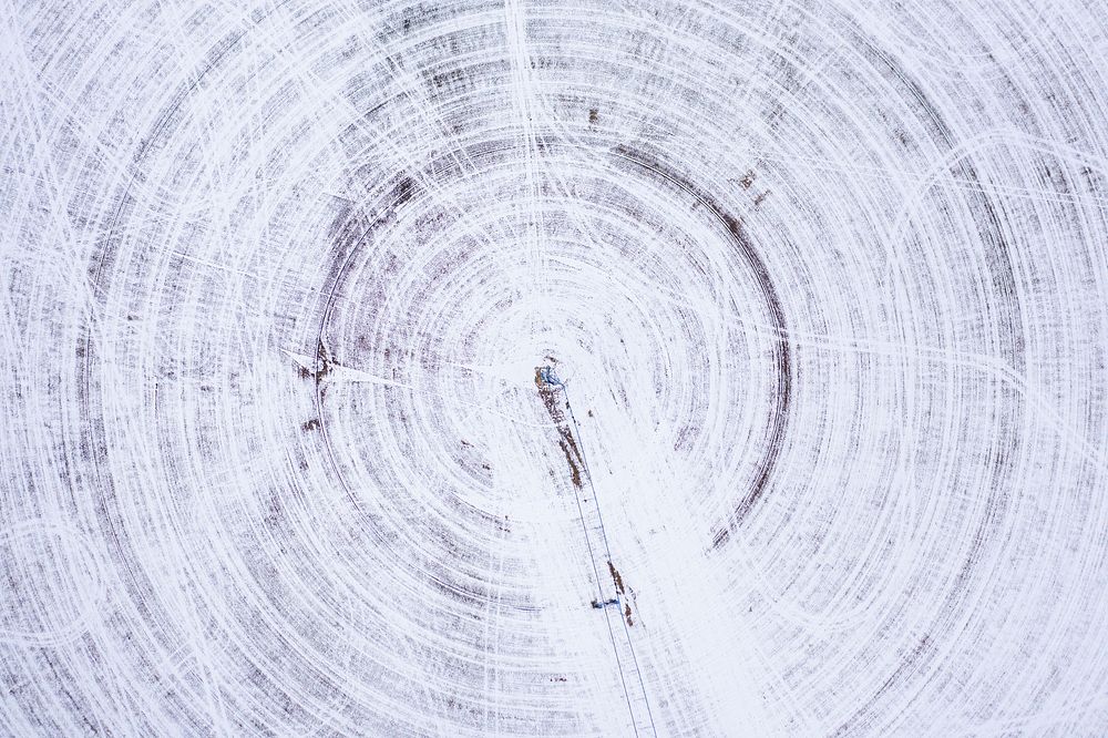 An aerial photo of a field irrigated by the Gallatin River watershed. Bozeman, MT. March, 2020. Bozeman, Gallatin County…