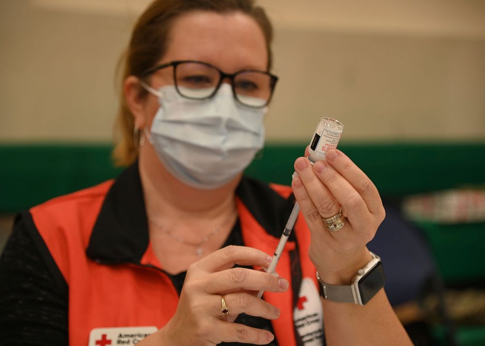 NAVAL AIR STATION SIGONELLA, ITALY (Jan. 9, 2021)-- Angeline Mitchell, registered nurse and American Red Cross volunteer…