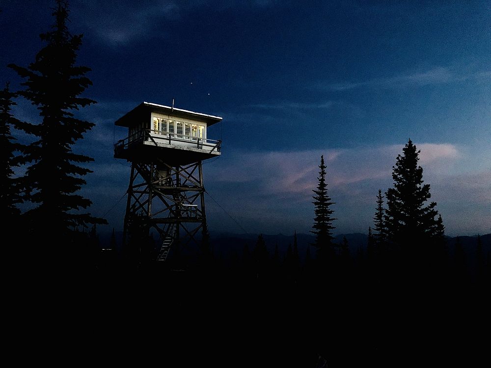 Mount Baptiste Lookout at night, Flathead National Forest, Montana. Original public domain image from Flickr