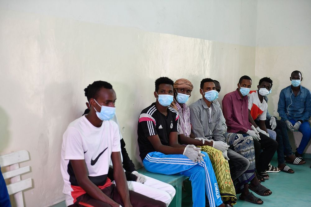 Some of the patients who had turned up at De Martini Hospital in Mogadishu seeking medical care on 21 June 2020. Original…