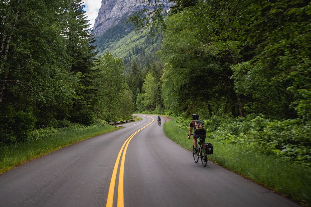 Biking Going-to-the-Sun Road in Spring. Original public domain image from Flickr