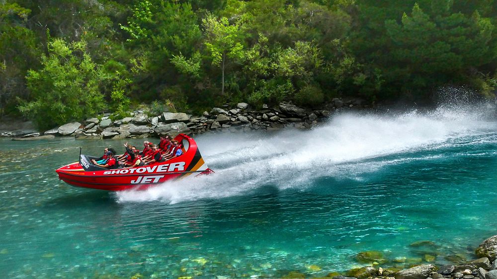 Shotover jet ride in the canyon, New Zealand. Original public domain image from Flickr