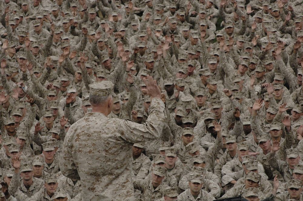 Gen. Conway with a group of Marines. Original public domain image from Flickr