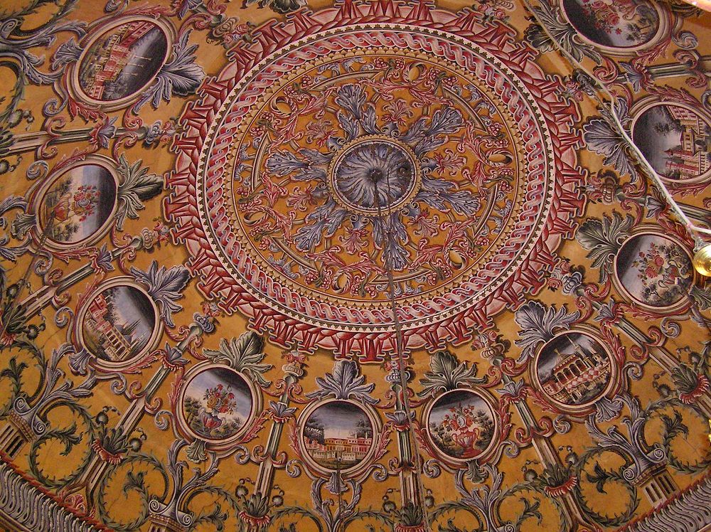A beautiful and intricate painting on the inside of a dome. Original public domain image from Flickr