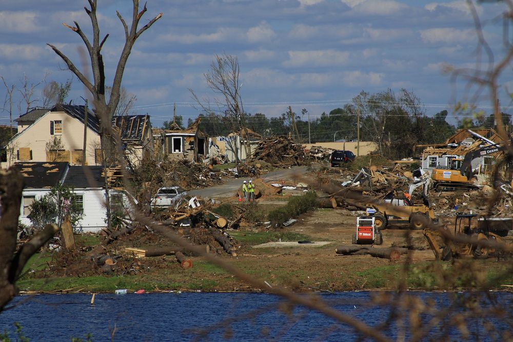 Devastation across the lake