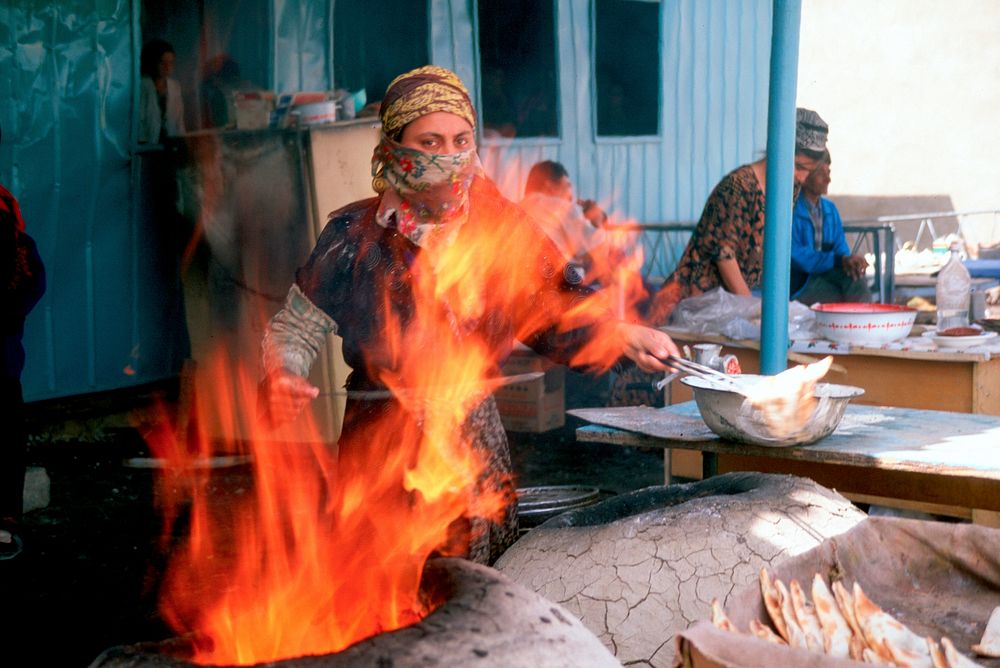 Bread-making in Turkmenistan. Original public domain image from Flickr