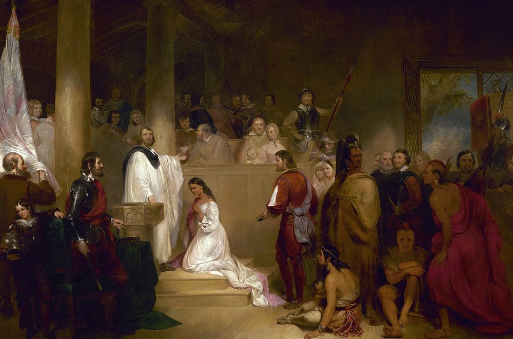 Baptism of Pocahontas (1839) placed 1840 Rotunda. Original public domain image from Flickr