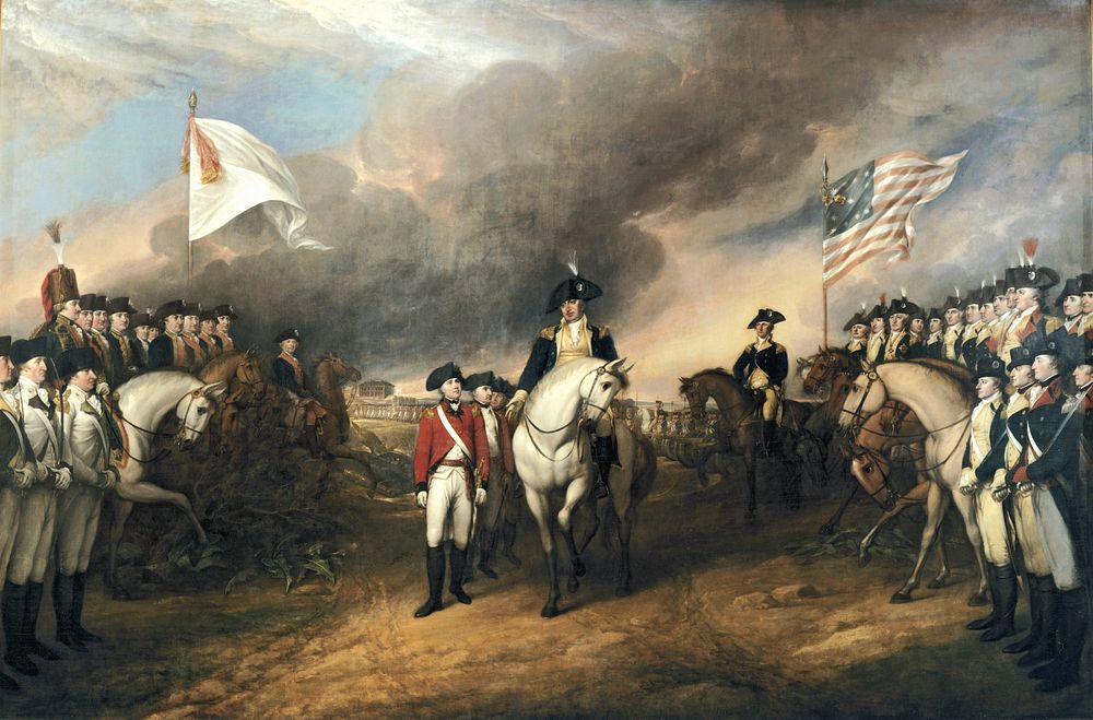 Surrender of Lord Cornwallis 1820; placed 1826 by John Trumbull. Original public domain image from Flickr