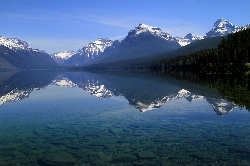 Reflection on Lake McDonald. Original public domain image from Flickr