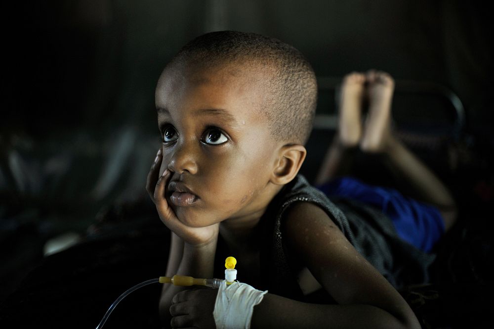 Mohammed, suffering from Malaria, recovers at a Burundian run clinic in Somalia's capital, Mogadishu, on April 15. AU UN IST…