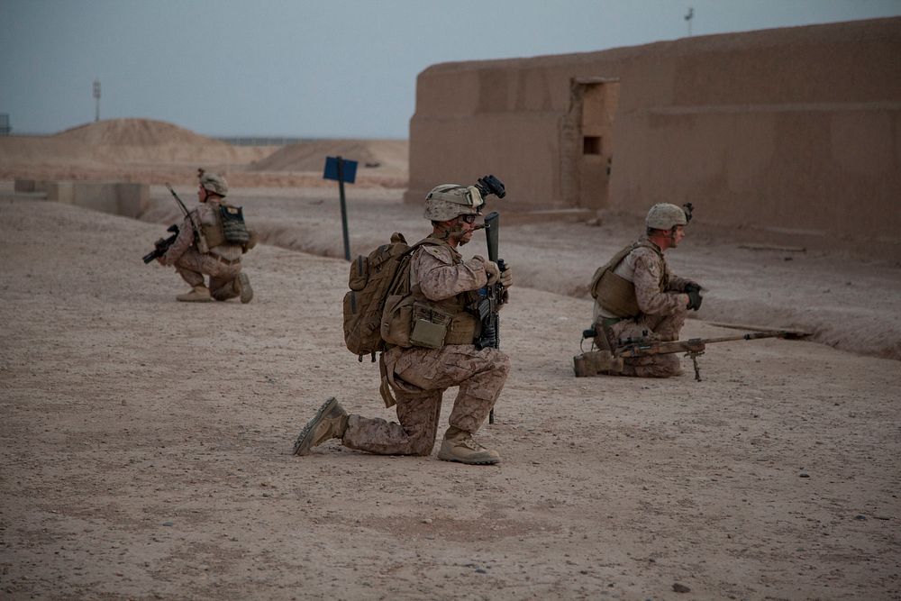 U.S. Marines with Fox Company, 2nd Battalion, 8th Marine Regiment, Regimental Combat Team 7 conduct a mission rehearsal at…