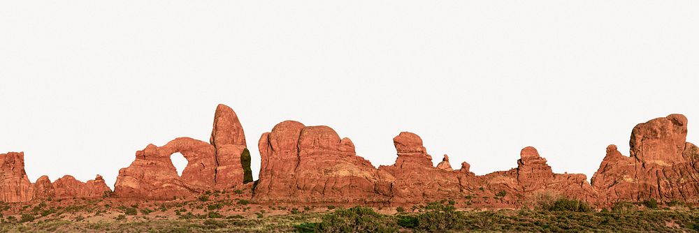 Orange mountain background, nature landscape border