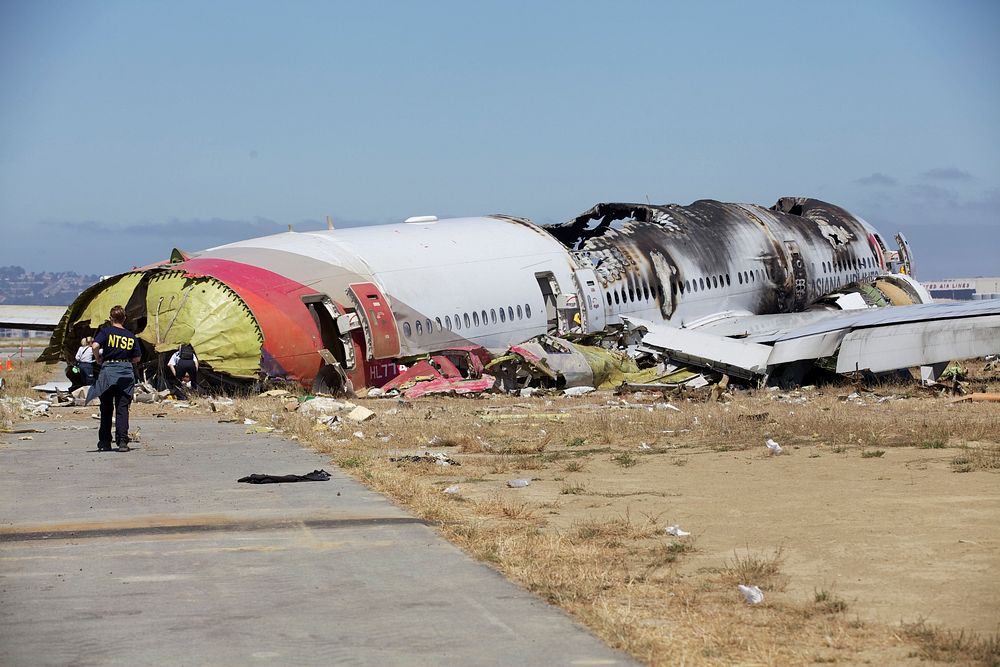NTSB Investigators on scene at crash of Asiana Flight 214. Original public domain image from Flickr