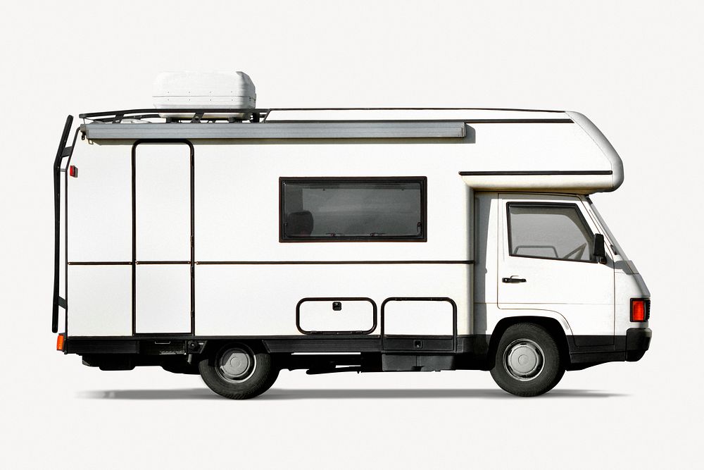 White campervan sticker, vehicle collage element psd