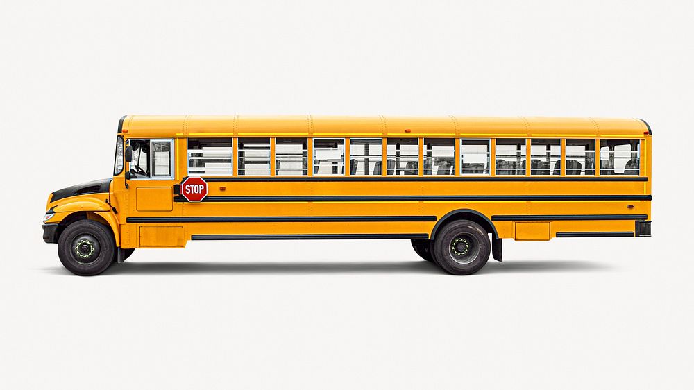 School bus sticker, vehicle collage element psd