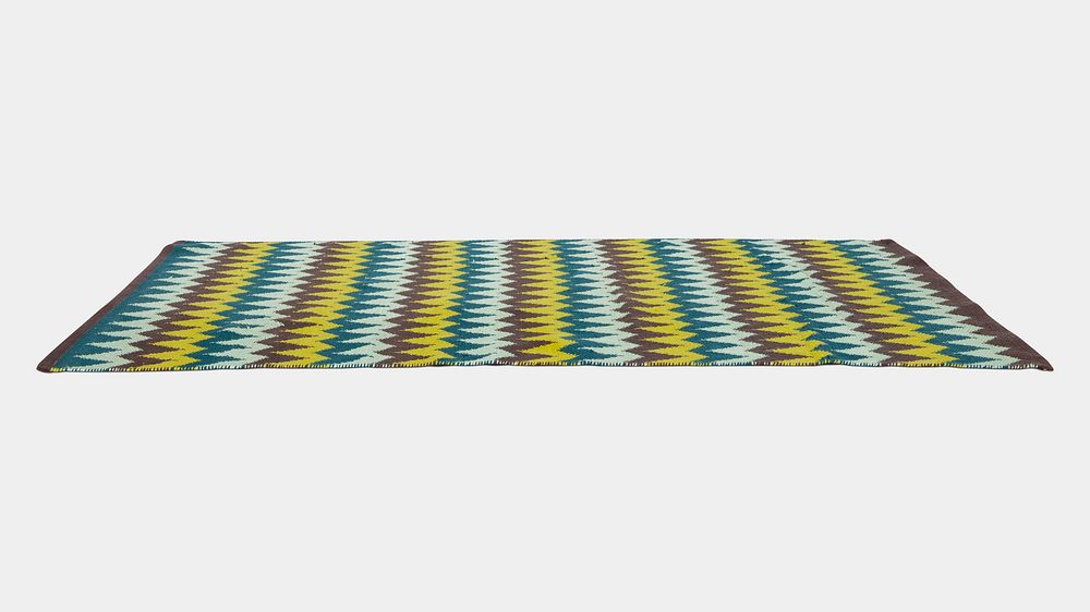 Boho rug, zig zag pattern design in green, home decor object