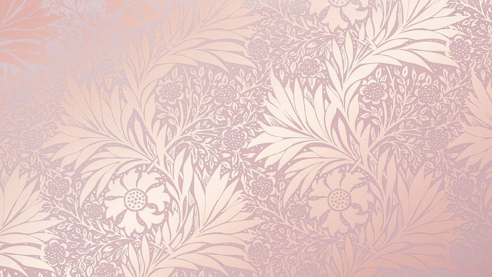 Pink pattern computer wallpaper, vintage flower design, remix from artwork by William Morris
