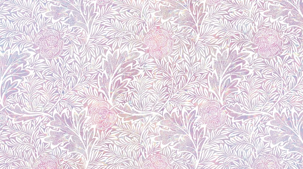 Aesthetic floral desktop wallpaper, holographic patterned background remix from artwork by William Morris