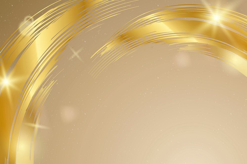 Bokeh background vector with luxury gold brush stroke border 