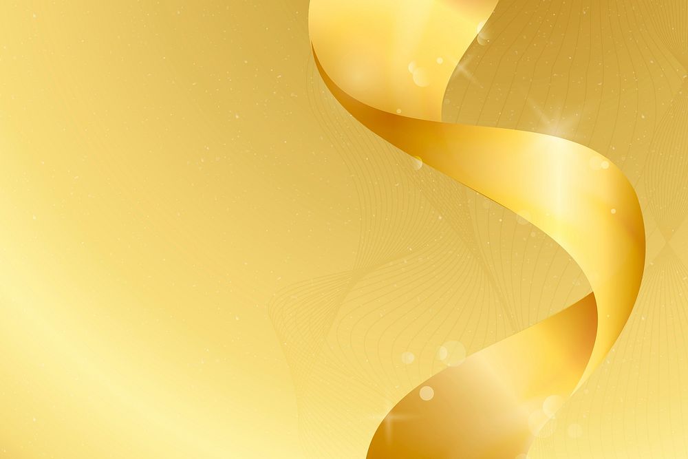 Bokeh background vector with luxury gold ribbon border