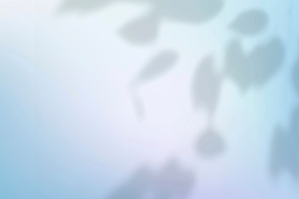 Abstract blue gradient background vector with leaf shadow