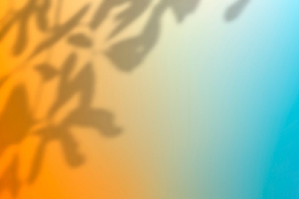 Colorful gradient background psd with leaf shadow