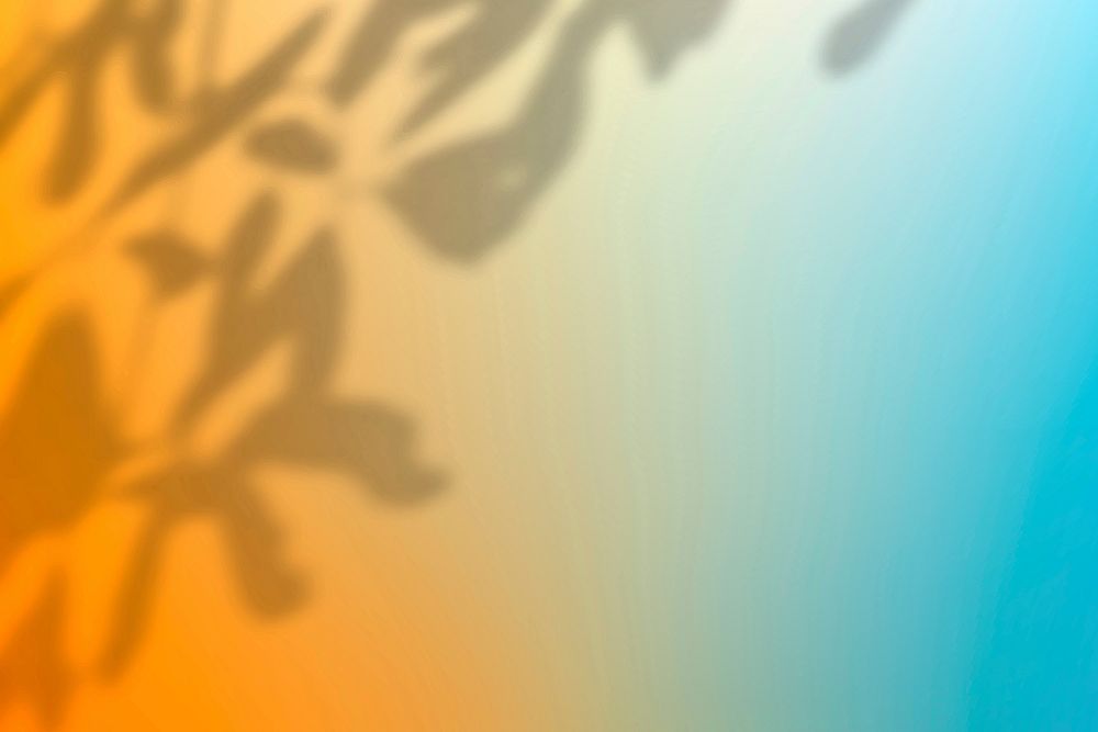 Colorful gradient background vector with leaf shadow