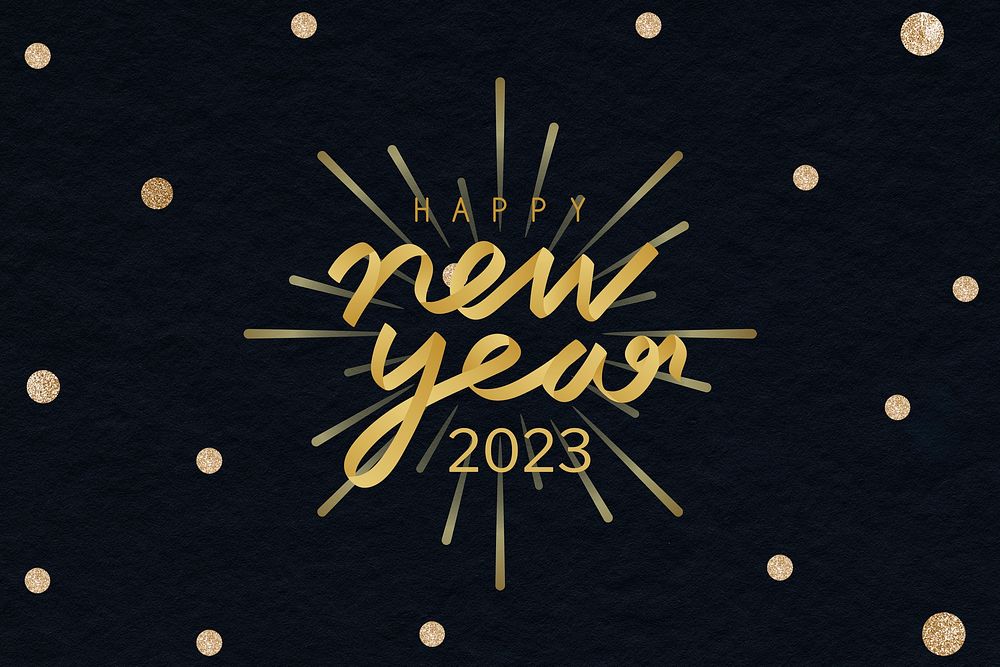 New year 2023 HD background, gold glitter text for DIY card vector