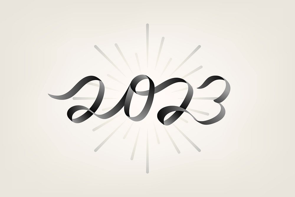 2023 black new year text, aesthetic typography on beige background psd