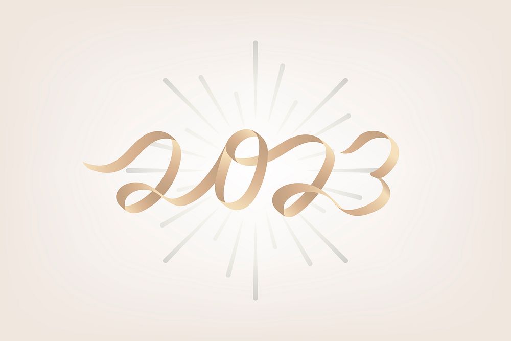 2023 gold new year text, aesthetic typography for new year card and background