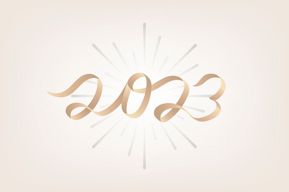 2023 gold new year text, aesthetic typography for new year card and background psd