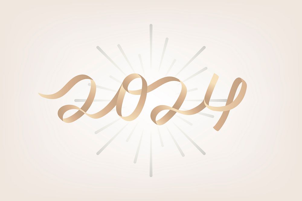 2024 gold new year text, aesthetic typography for new year card and background