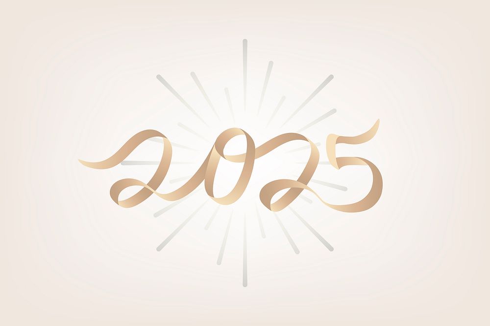 2025 gold new year text, aesthetic typography for new year card and background