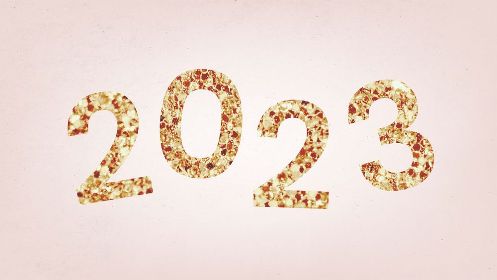 2023 gold glitter desktop wallpaper, high resolution HD sequin new year text desktop background