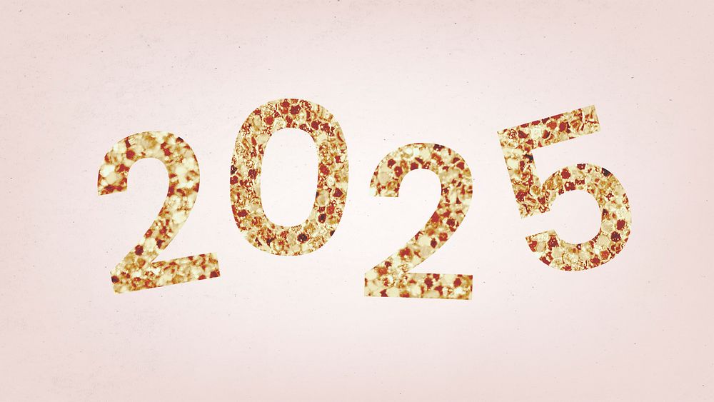 2025 gold glitter desktop wallpaper, high resolution HD sequin new year text desktop background