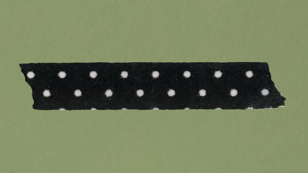 Cute washi tape clipart, black polka dot pattern, planner sticker vector