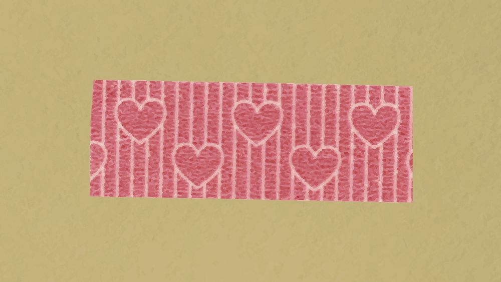 Cute washi tape collage element, pink wave pattern vector