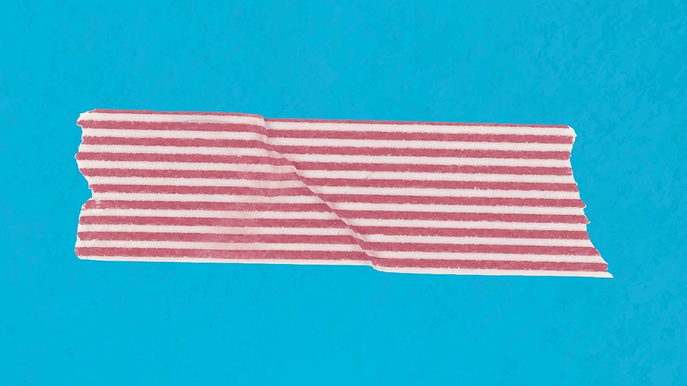Stripe washi tape clipart, red pattern design vector