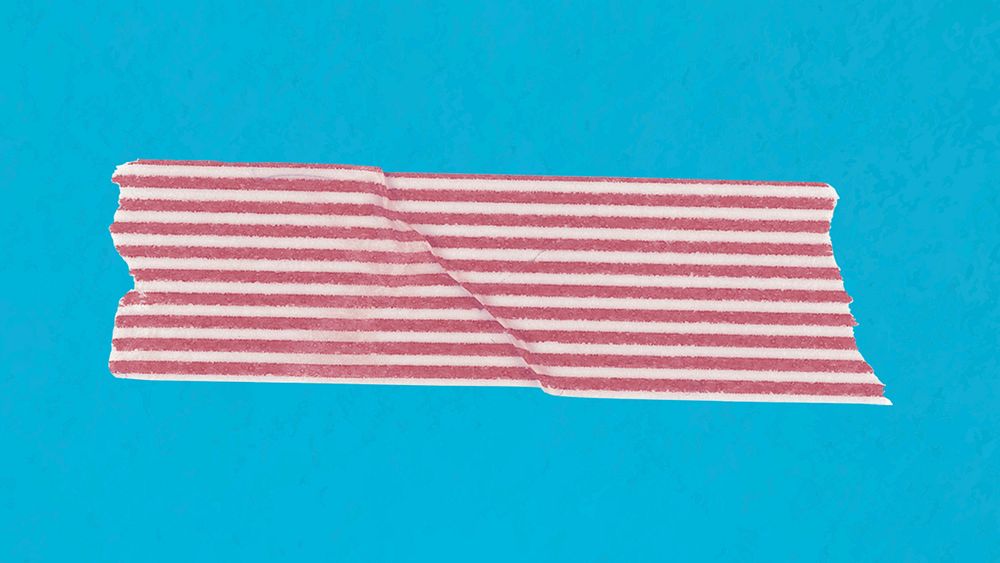 Pattern washi tape collage element, red stripes design