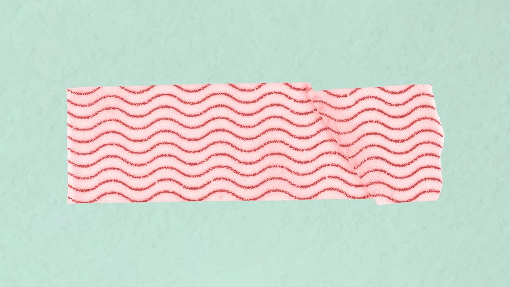 Pattern washi tape clipart, red wave in cute design psd